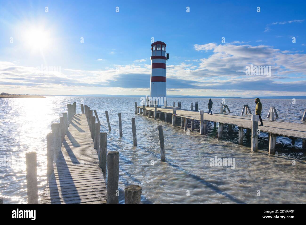 Podersdorf am See: faro presso il lago di Neusiedl in Neusiedler See (lago di Neusiedl), Burgenland, Austria Foto Stock