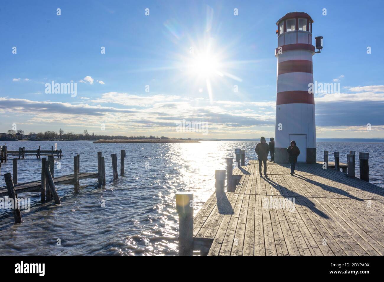 Podersdorf am See: faro presso il lago di Neusiedl in Neusiedler See (lago di Neusiedl), Burgenland, Austria Foto Stock