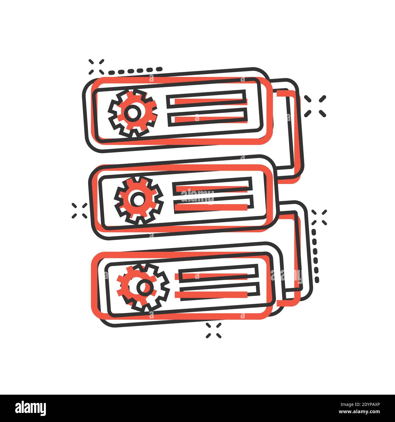 Icona di miglioramento in stile comico. Illustrazione vettoriale cartoon di efficienza su sfondo isolato bianco. Concetto di business con effetto di splash sulla produttività. Illustrazione Vettoriale