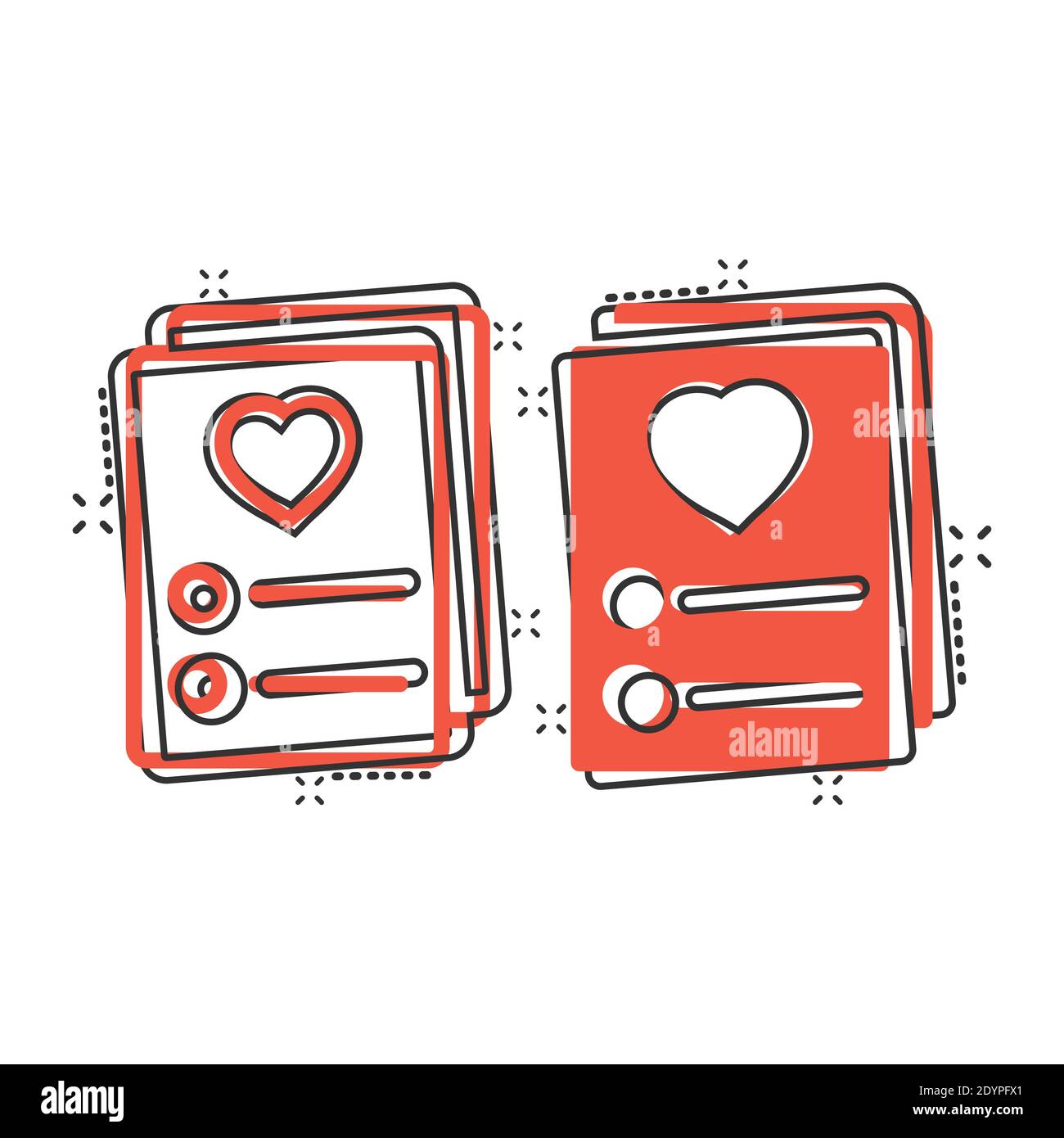 Icona wishlist in stile comico. Come l'illustrazione vettoriale dei cartoni animati su sfondo isolato bianco. Elenco preferito splash effect business concept. Illustrazione Vettoriale