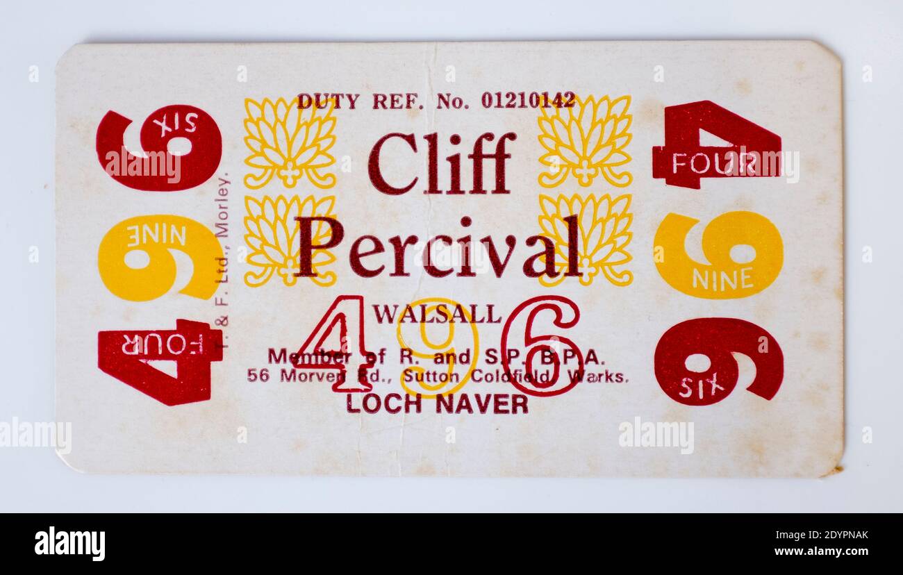 Ricevuta carta scommesse vintage per i bookmaker Foto Stock