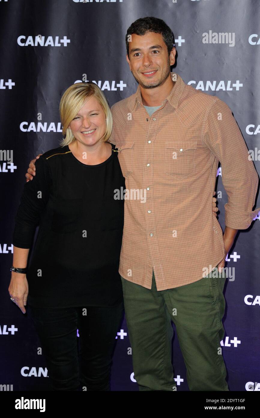 Anne-Elisabeth Lemoine, Ali Baddou alla festa Canal Plus che si è tenuta al Club elettrico di Parigi, in Francia, il 28 agosto 2013. Foto di Alban Wyters/ABACAPRESS.COM Foto Stock