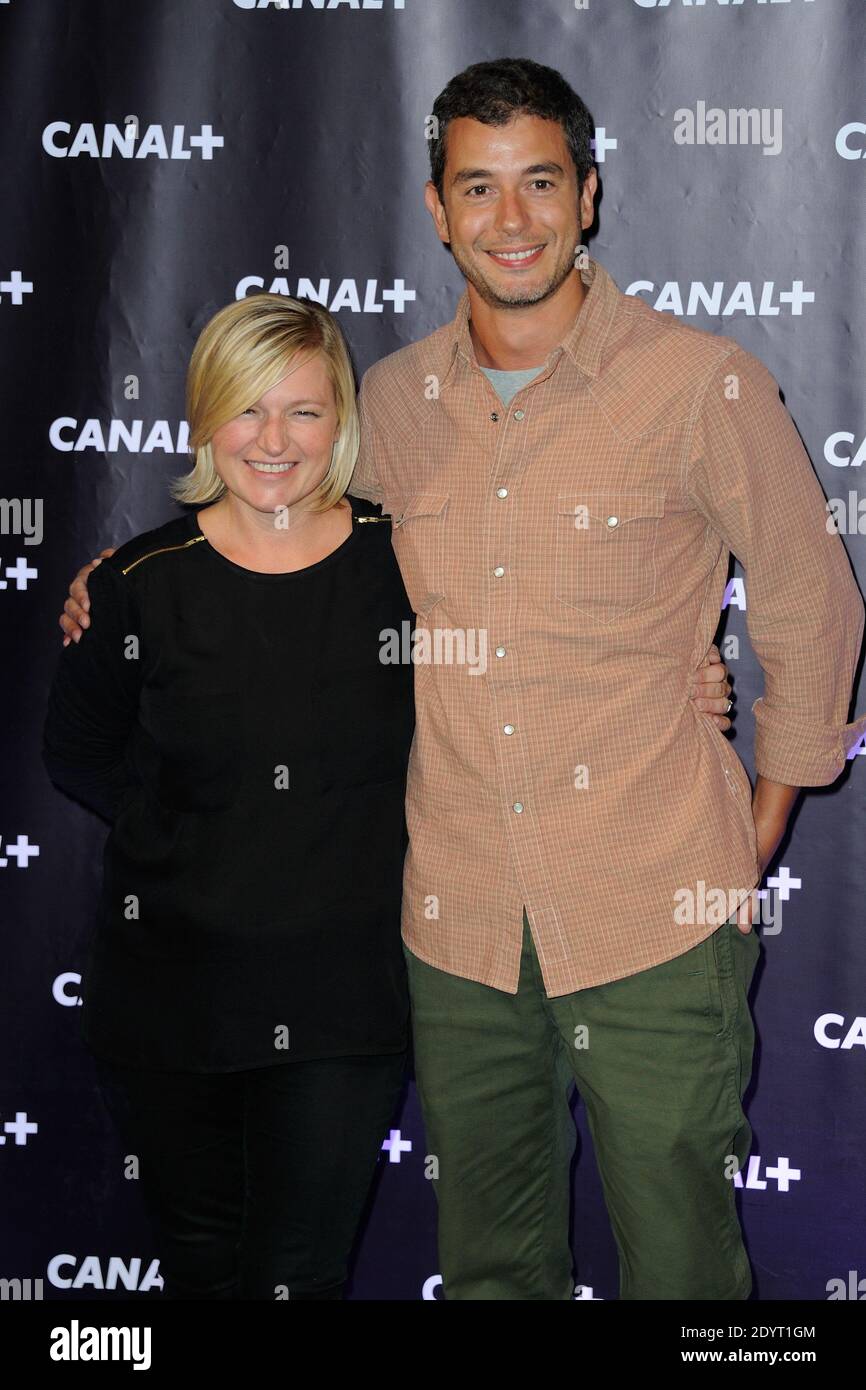 Anne-Elisabeth Lemoine, Ali Baddou alla festa Canal Plus che si è tenuta al Club elettrico di Parigi, in Francia, il 28 agosto 2013. Foto di Alban Wyters/ABACAPRESS.COM Foto Stock