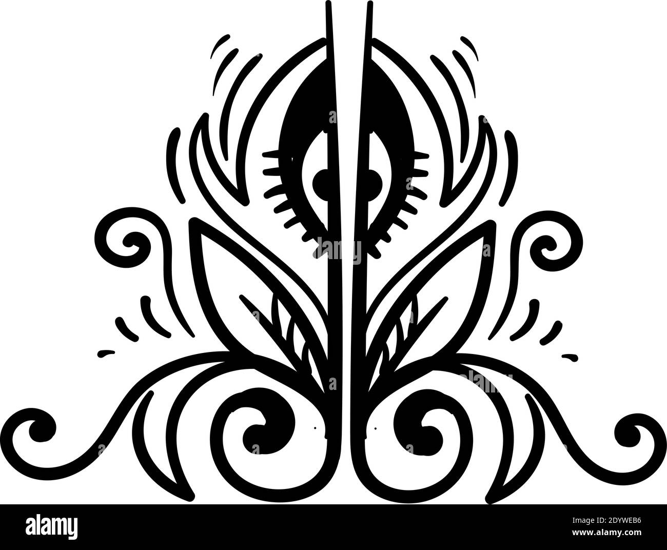 Fiore decorativo, illustrazione, vettore su sfondo bianco. Illustrazione Vettoriale