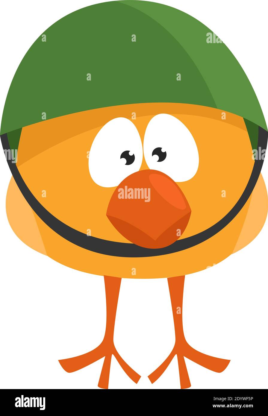 Pollo con casco, illustrazione, vettore su sfondo bianco. Illustrazione Vettoriale