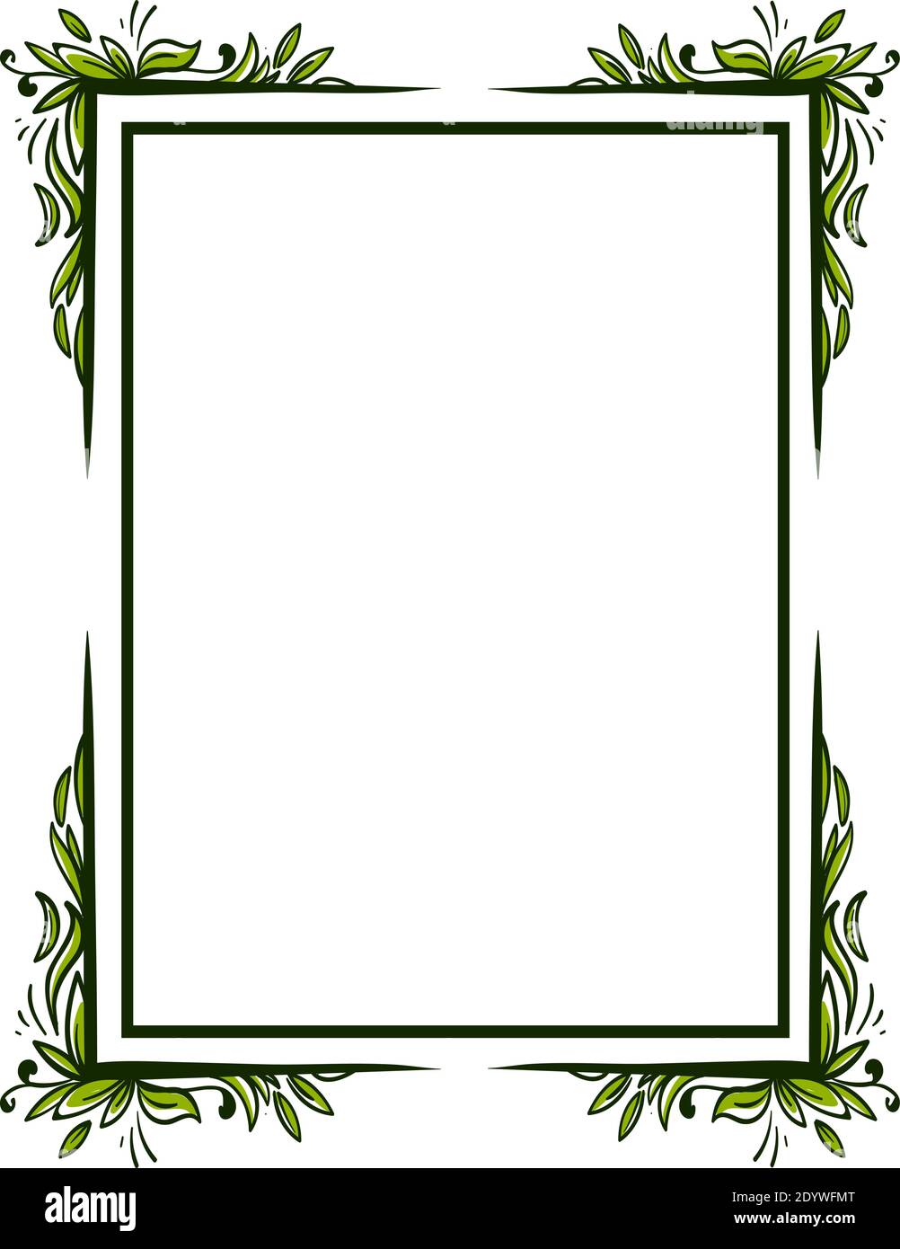 Cornice decorativa con foglie, illustrazione, vettore su sfondo bianco. Illustrazione Vettoriale