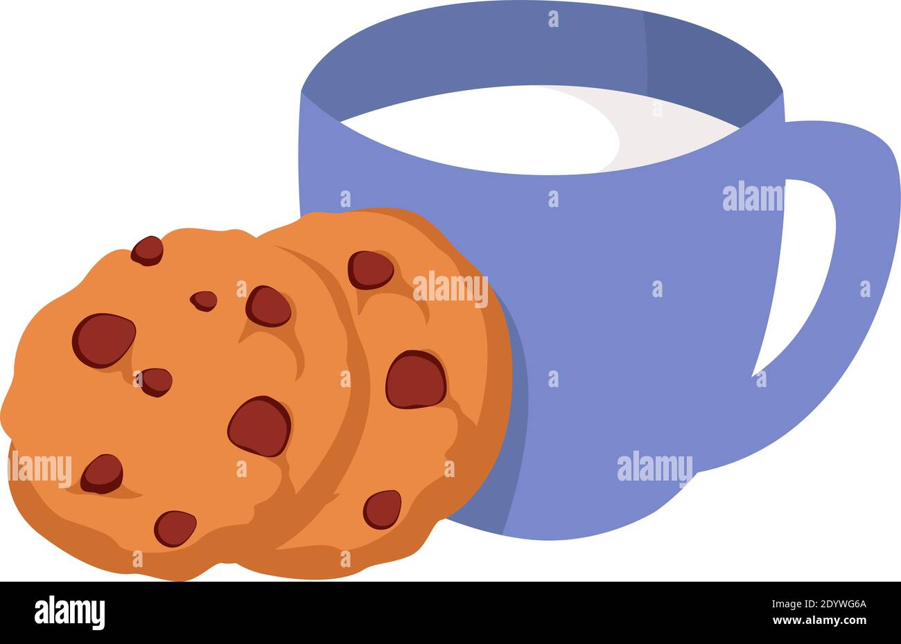 Biscotti e latte, illustrazione, vettore su sfondo bianco. Illustrazione Vettoriale