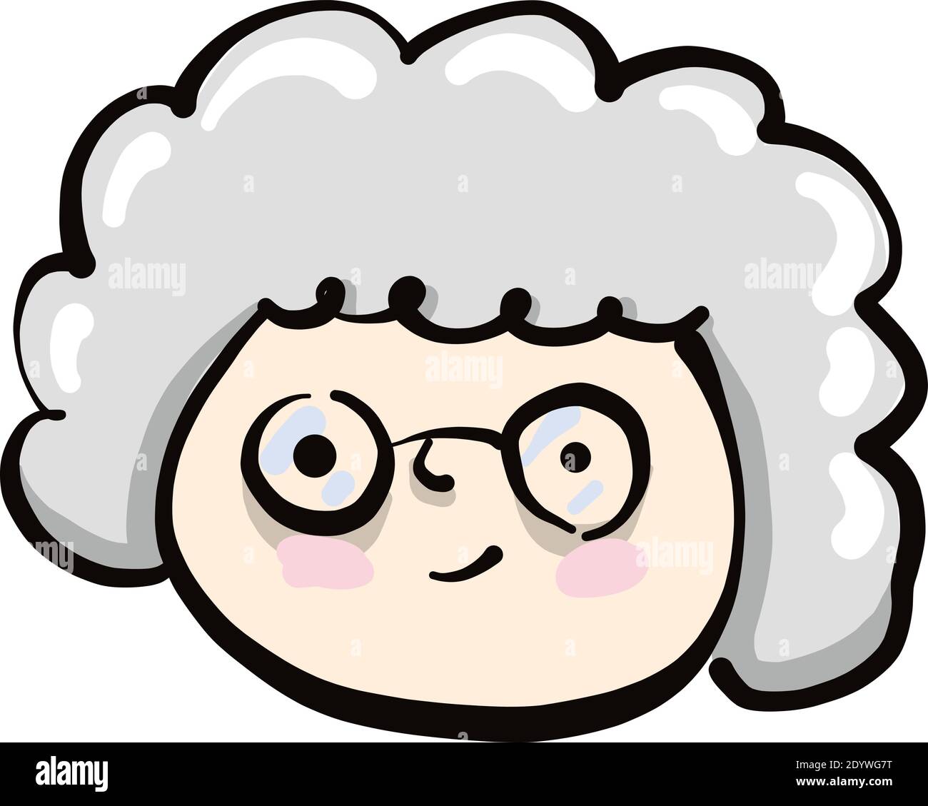 Nonna con occhiali, illustrazione, vettore su sfondo bianco. Illustrazione Vettoriale