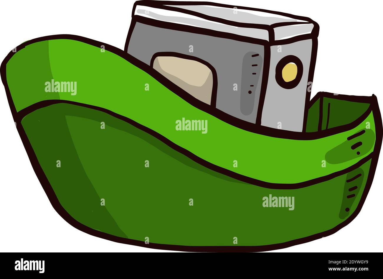 Grande nave verde, illustrazione, vettore su sfondo bianco. Illustrazione Vettoriale