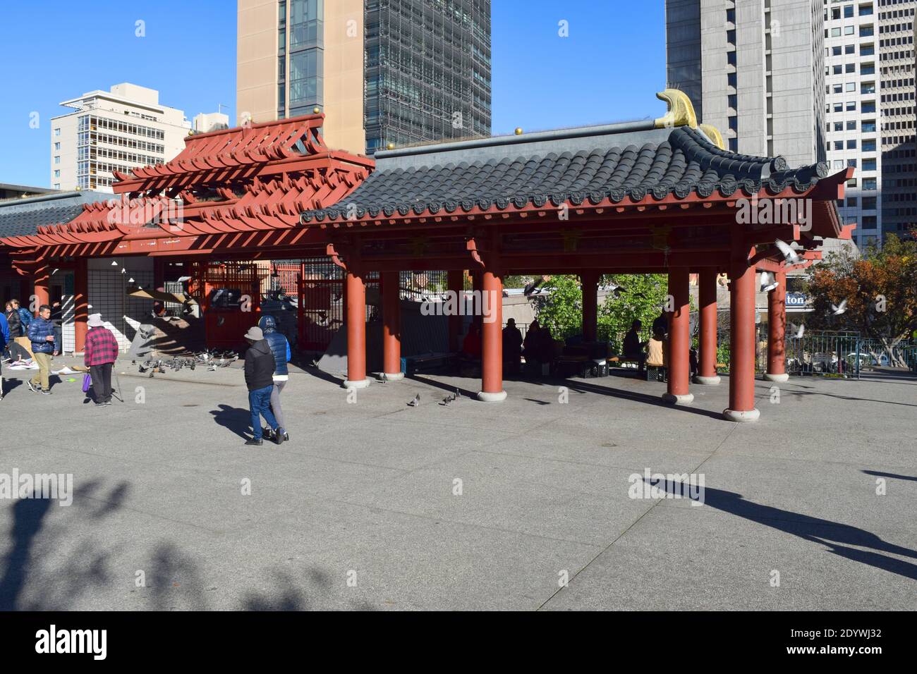 Struttura pagoda a Portsmouth Square, vicino a Chinatown, San Francisco. Foto Stock