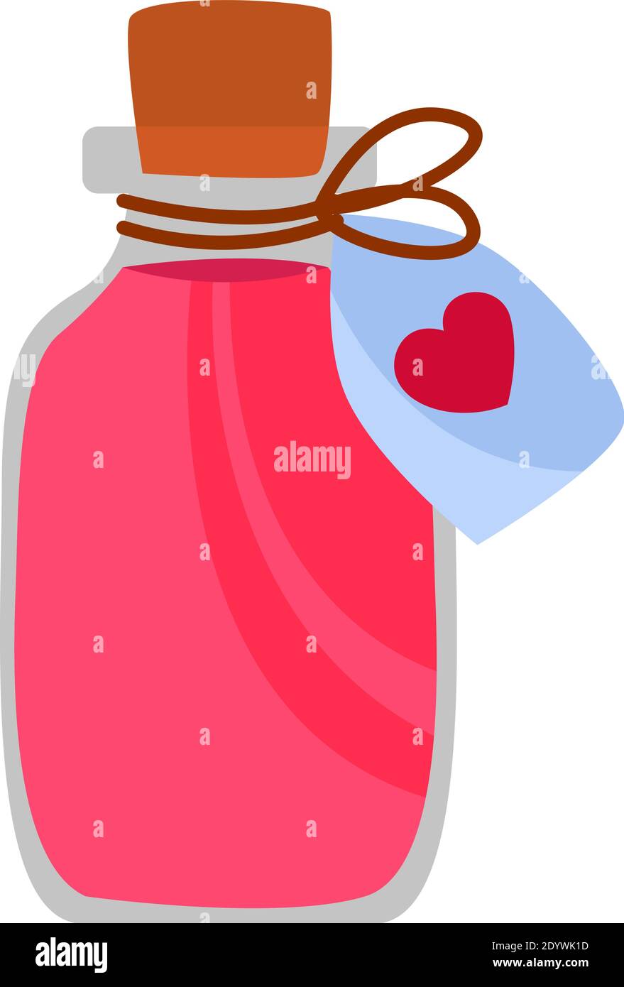 Pozione d'amore, illustrazione, vettore su sfondo bianco. Illustrazione Vettoriale