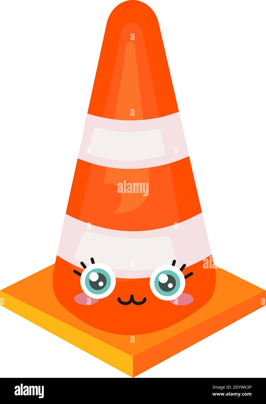 Carino cono stradale, illustrazione, vettore su uno sfondo bianco. Illustrazione Vettoriale