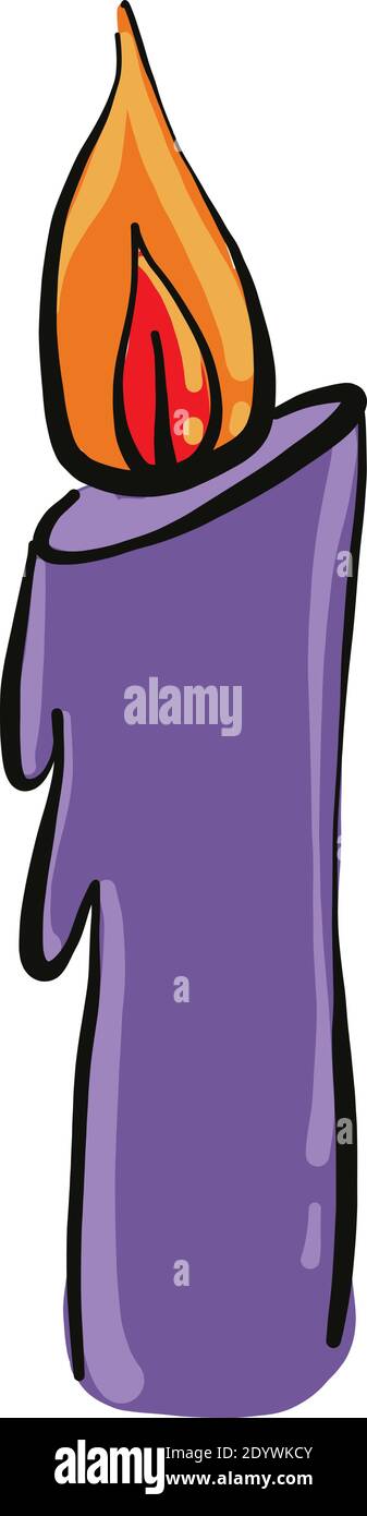 Candela viola, illustrazione, vettore su sfondo bianco. Illustrazione Vettoriale