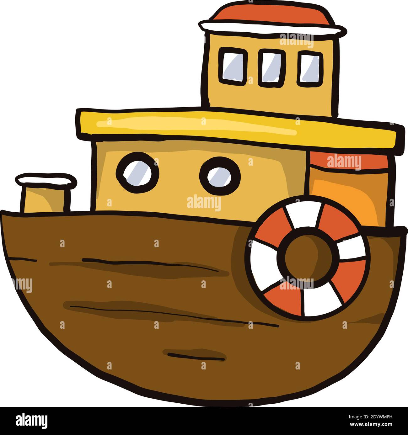 Nave di legno, illustrazione, vettore su sfondo bianco. Illustrazione Vettoriale