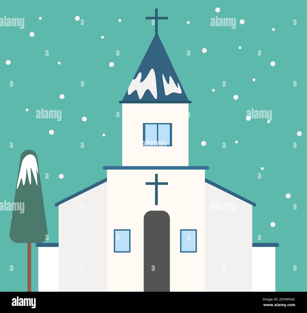 Grande chiesa, illustrazione, vettore su sfondo bianco. Illustrazione Vettoriale