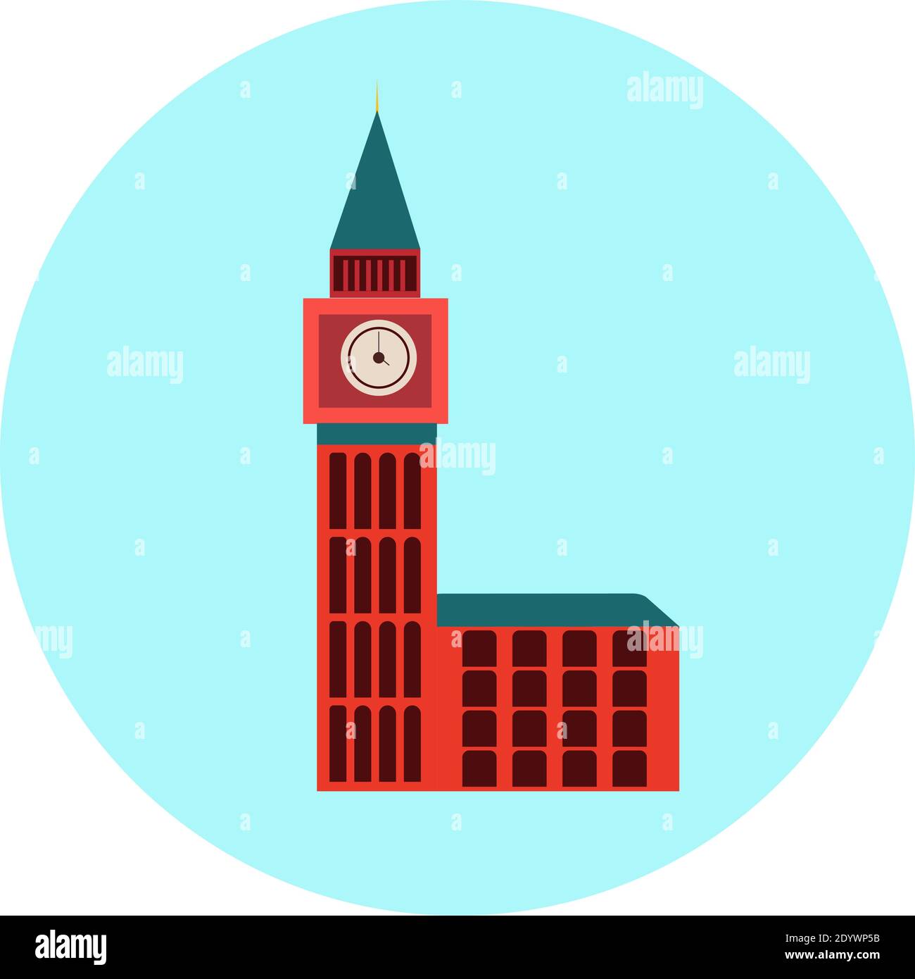 Torre dell'orologio, illustrazione, vettore su sfondo bianco. Illustrazione Vettoriale