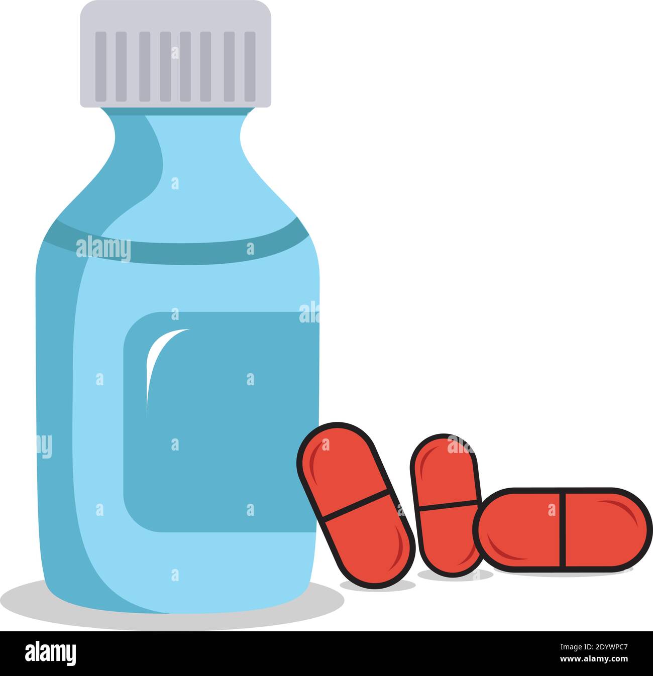 Flacone con medicinale, illustrazione, vettore su sfondo bianco. Illustrazione Vettoriale