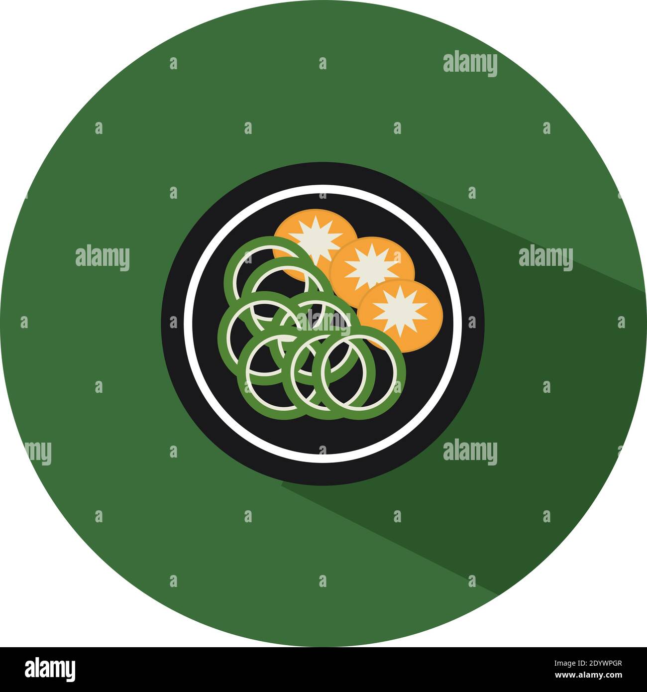 Cibo coreano su un piatto, illustrazione, vettore su sfondo bianco. Illustrazione Vettoriale