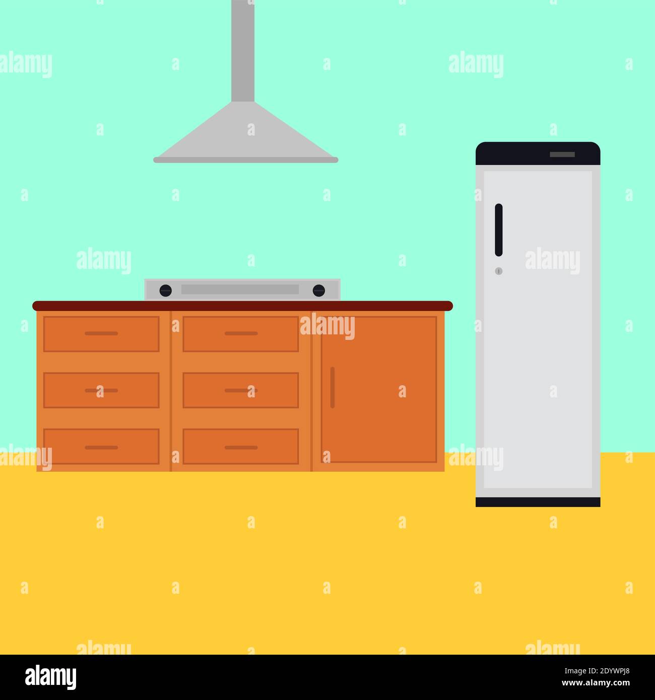 Cucina interna, illustrazione, vettore su sfondo bianco. Illustrazione Vettoriale