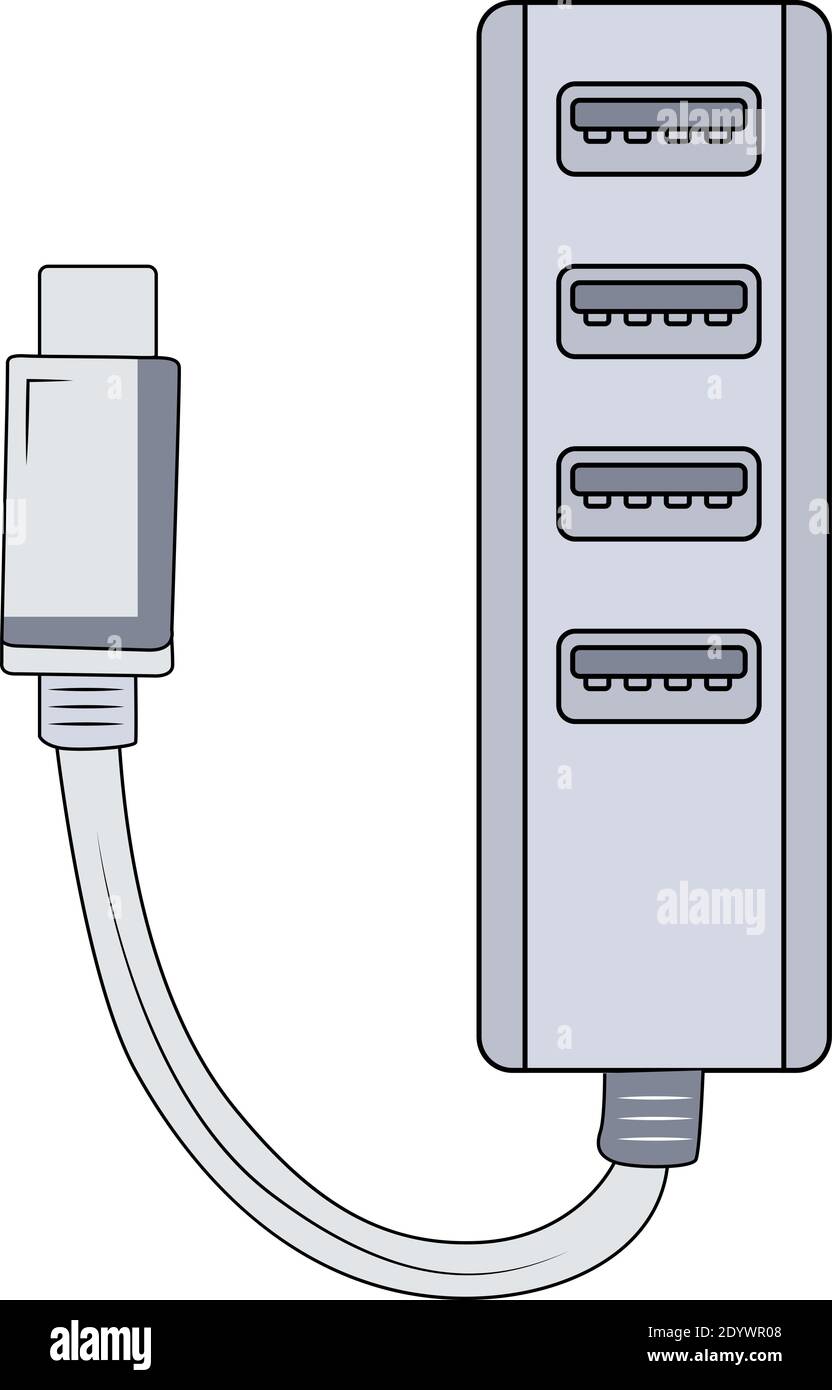 Cavo multi usb, illustrazione, vettore su sfondo bianco. Illustrazione Vettoriale