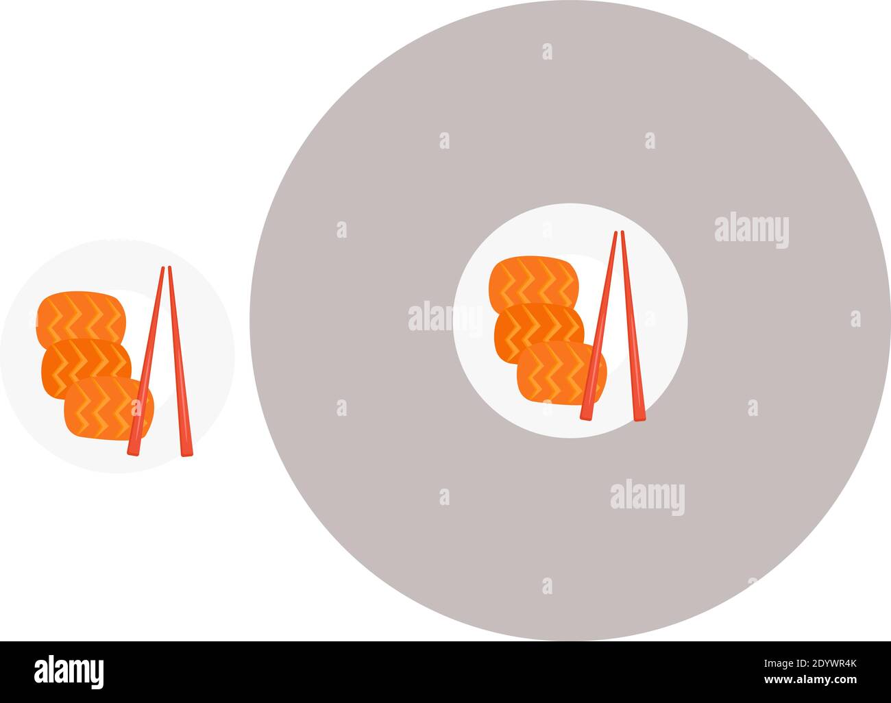 Cibo coreano su un piatto, illustrazione, vettore su sfondo bianco. Illustrazione Vettoriale