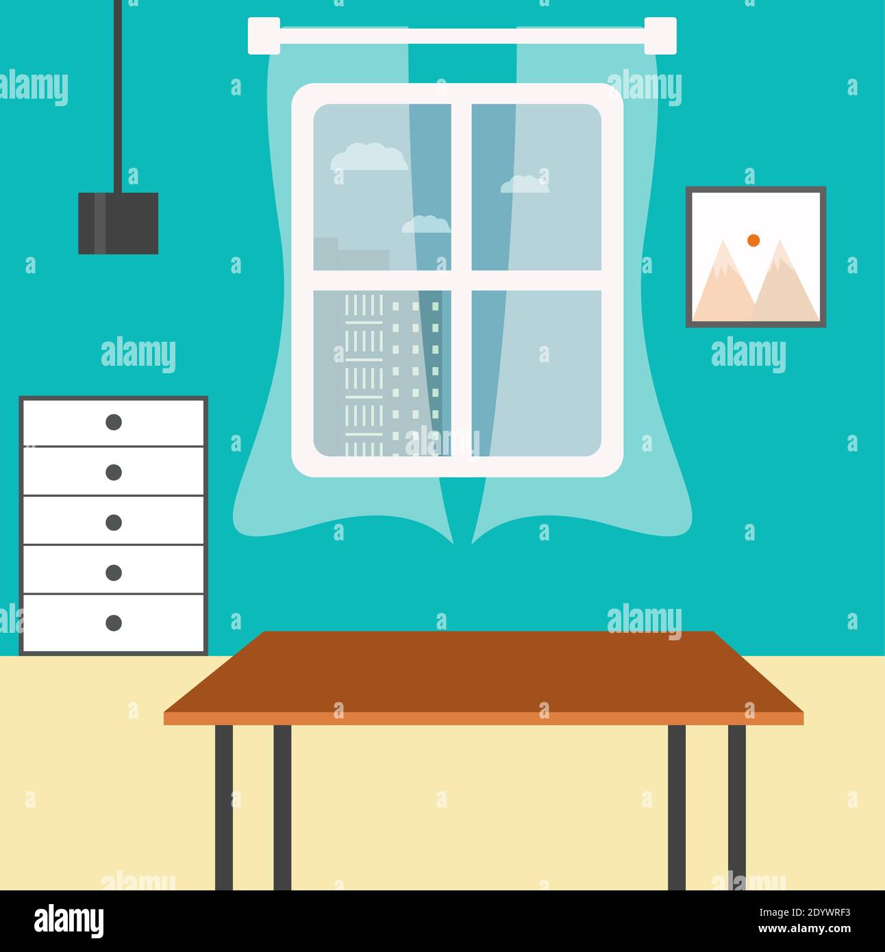 Interno della stanza, illustrazione, vettore su sfondo bianco. Illustrazione Vettoriale