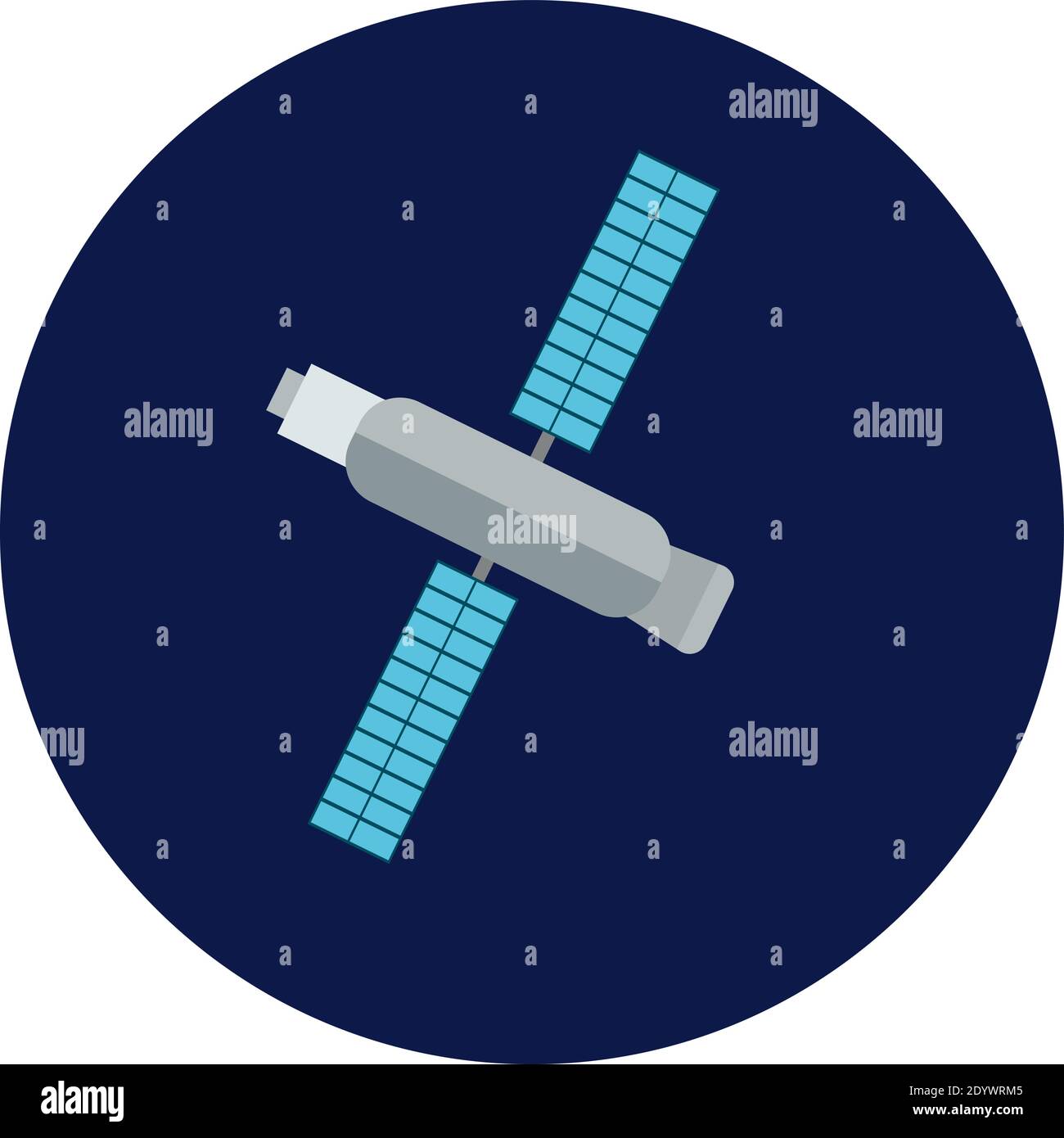 Satellite nello spazio, illustrazione, vettore su sfondo bianco. Illustrazione Vettoriale