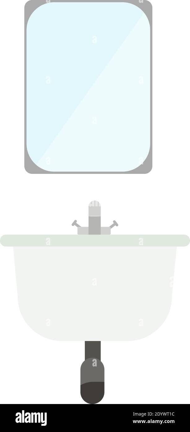Lavello e specchio, illustrazione, vettore su uno sfondo bianco. Illustrazione Vettoriale