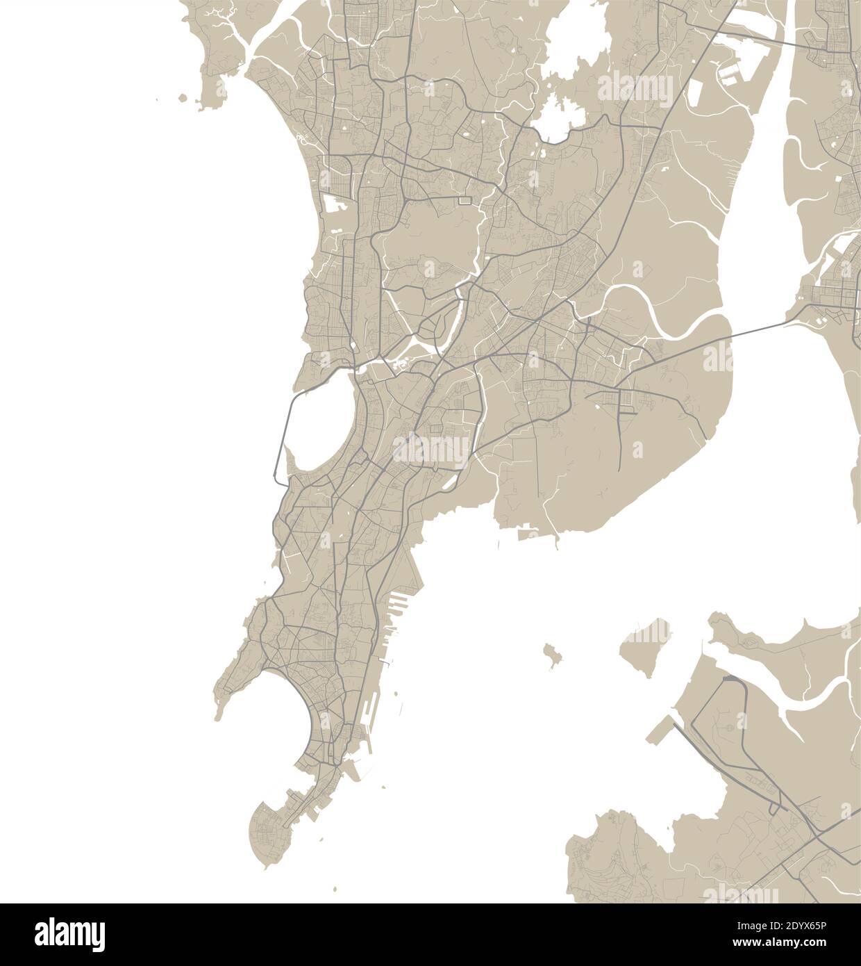 Mappa vettoriale di Mumbai, India, stato dell'India. Illustrazione del poster della mappa stradale. Mumbai map art. Illustrazione Vettoriale