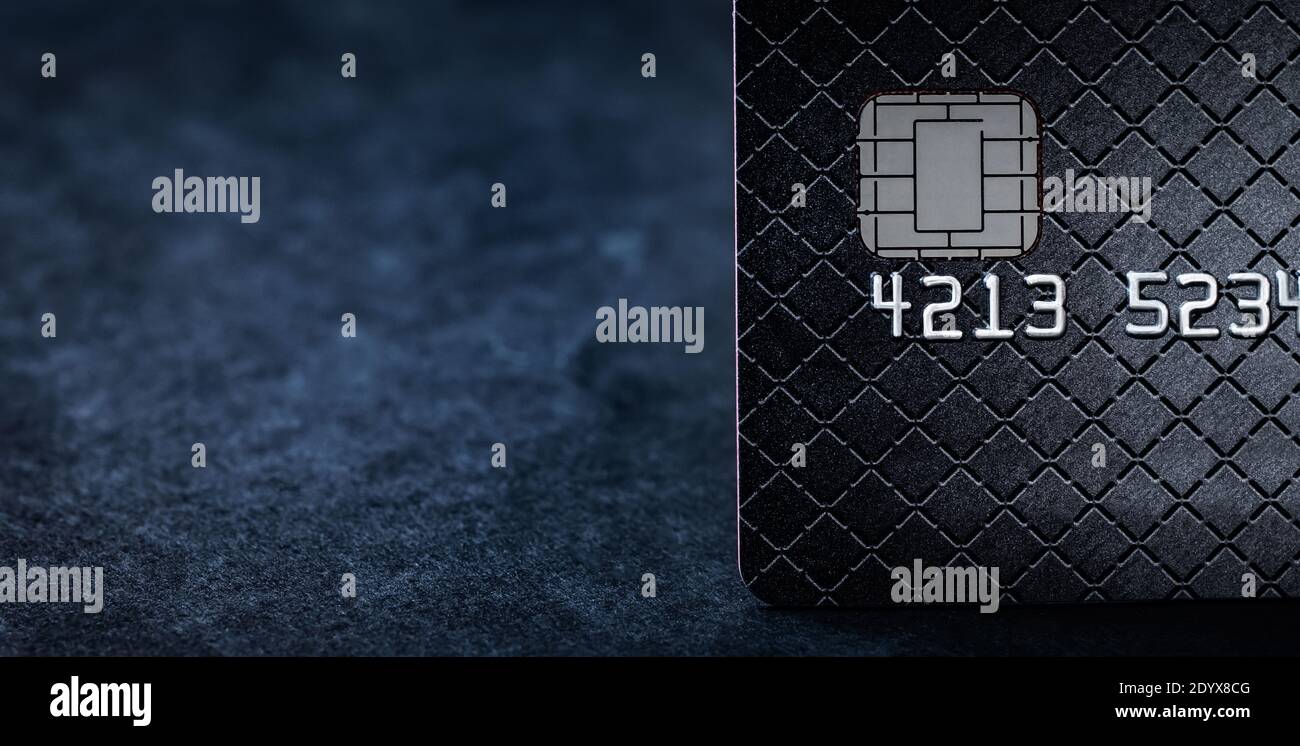 Vista frontale della carta di credito con spazio per la copia Foto Stock