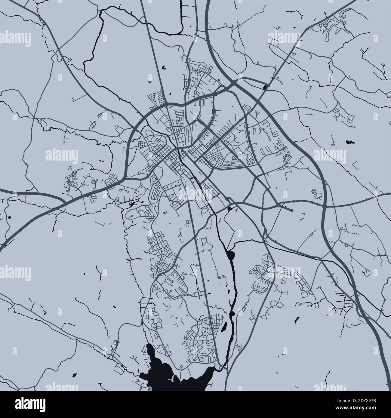 Mappa dettagliata dell'area amministrativa della città di Uppsala. Illustrazione vettoriale priva di royalty. Panorama cittadino. Mappa turistica grafica decorativa di Uppsala terrr Illustrazione Vettoriale