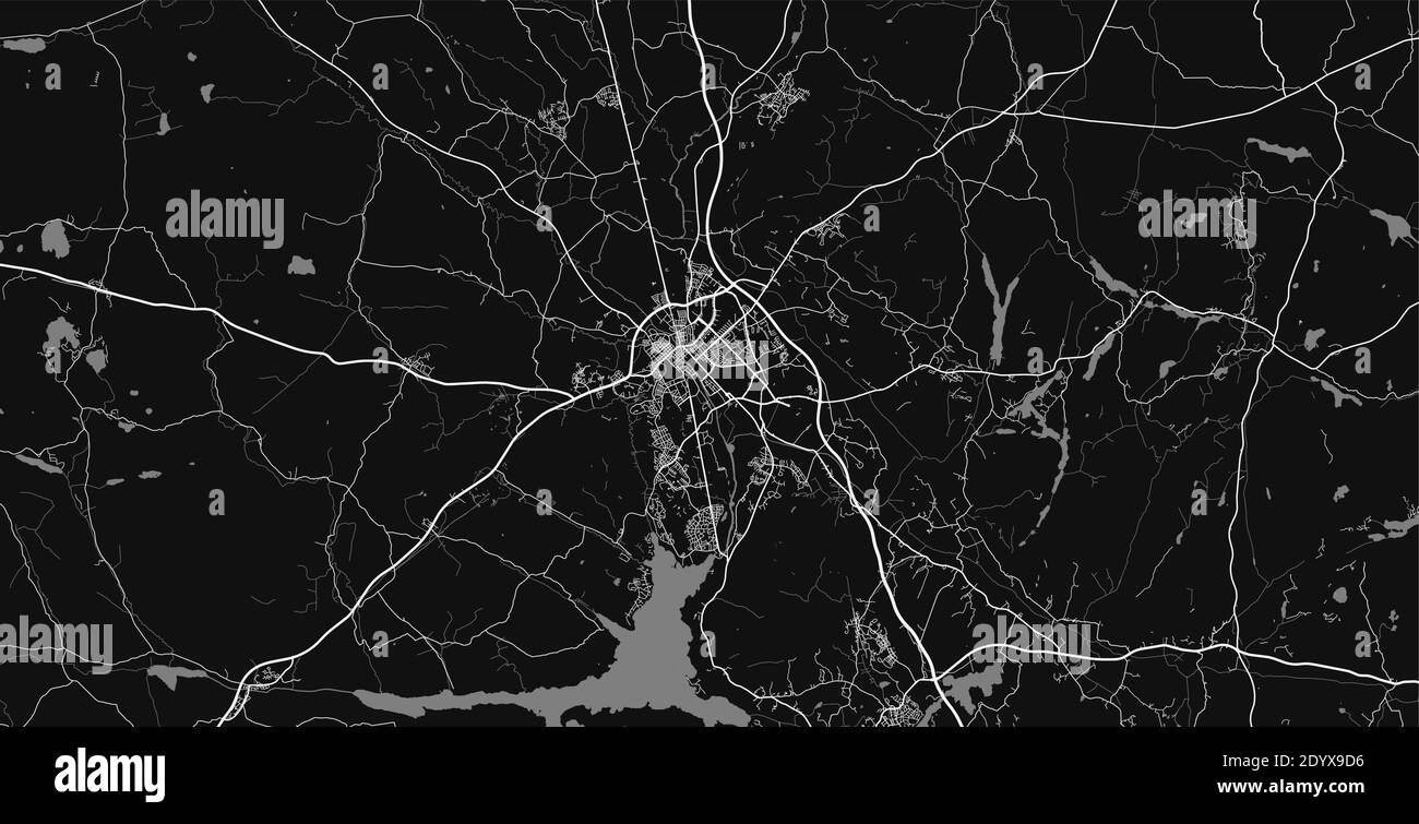 Mappa urbana di Uppsala. Illustrazione vettoriale, poster a scala di grigi della mappa di Uppsala. Immagine della mappa stradale con strade, vista dell'area metropolitana. Illustrazione Vettoriale