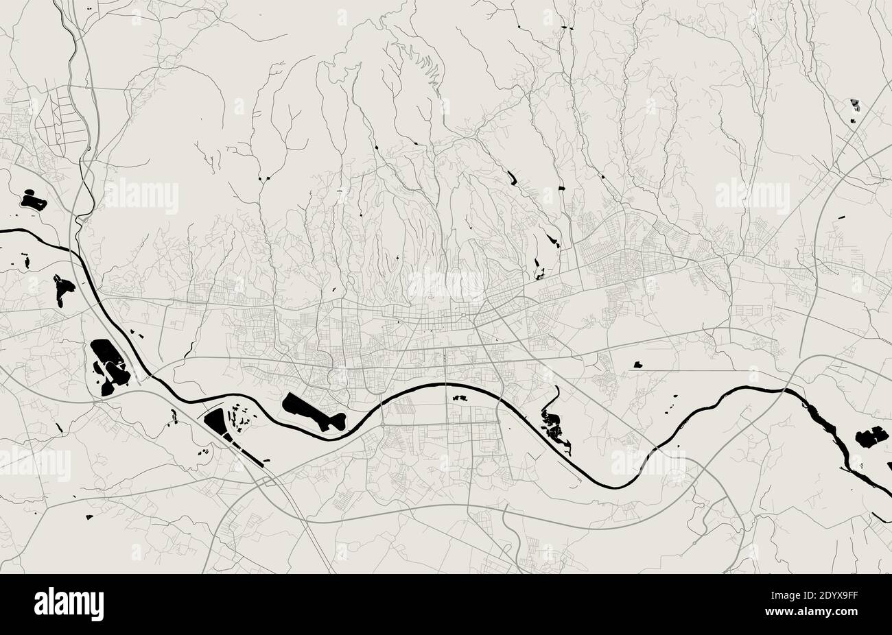 Poster della mappa della città di Zagabria. Mappa di Zagabria cartellone della mappa stradale. Illustrazione vettoriale della mappa di Zagabria. Illustrazione Vettoriale
