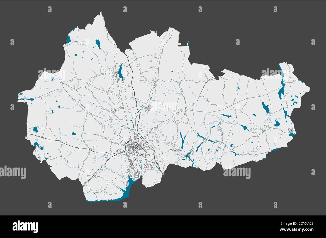 Mappa di Uppsala. Mappa dettagliata dell'area amministrativa della città di Uppsala. Panorama cittadino. Illustrazione vettoriale priva di royalty. Mappa con autostrade, strada Illustrazione Vettoriale
