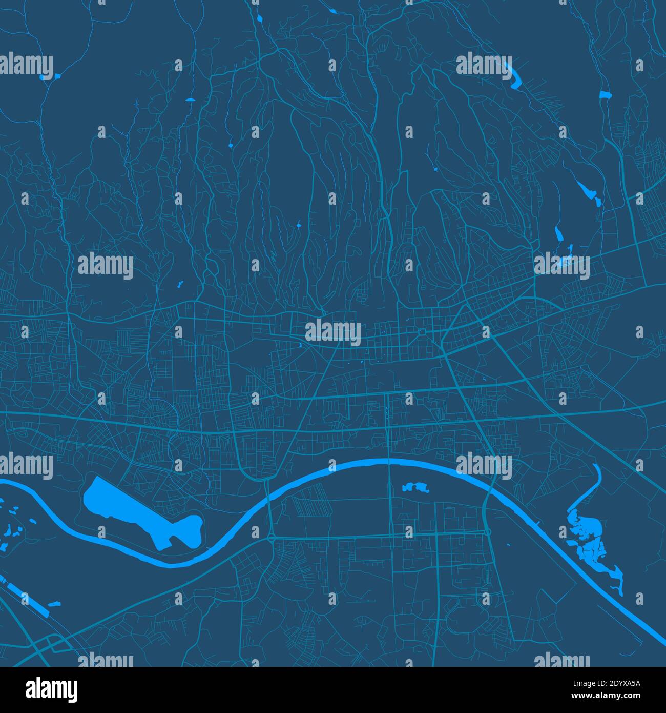 Mappa vettoriale di Zagabria. Illustrazione del poster della mappa stradale. Cartina di Zagabria art. Colori blu. Illustrazione Vettoriale