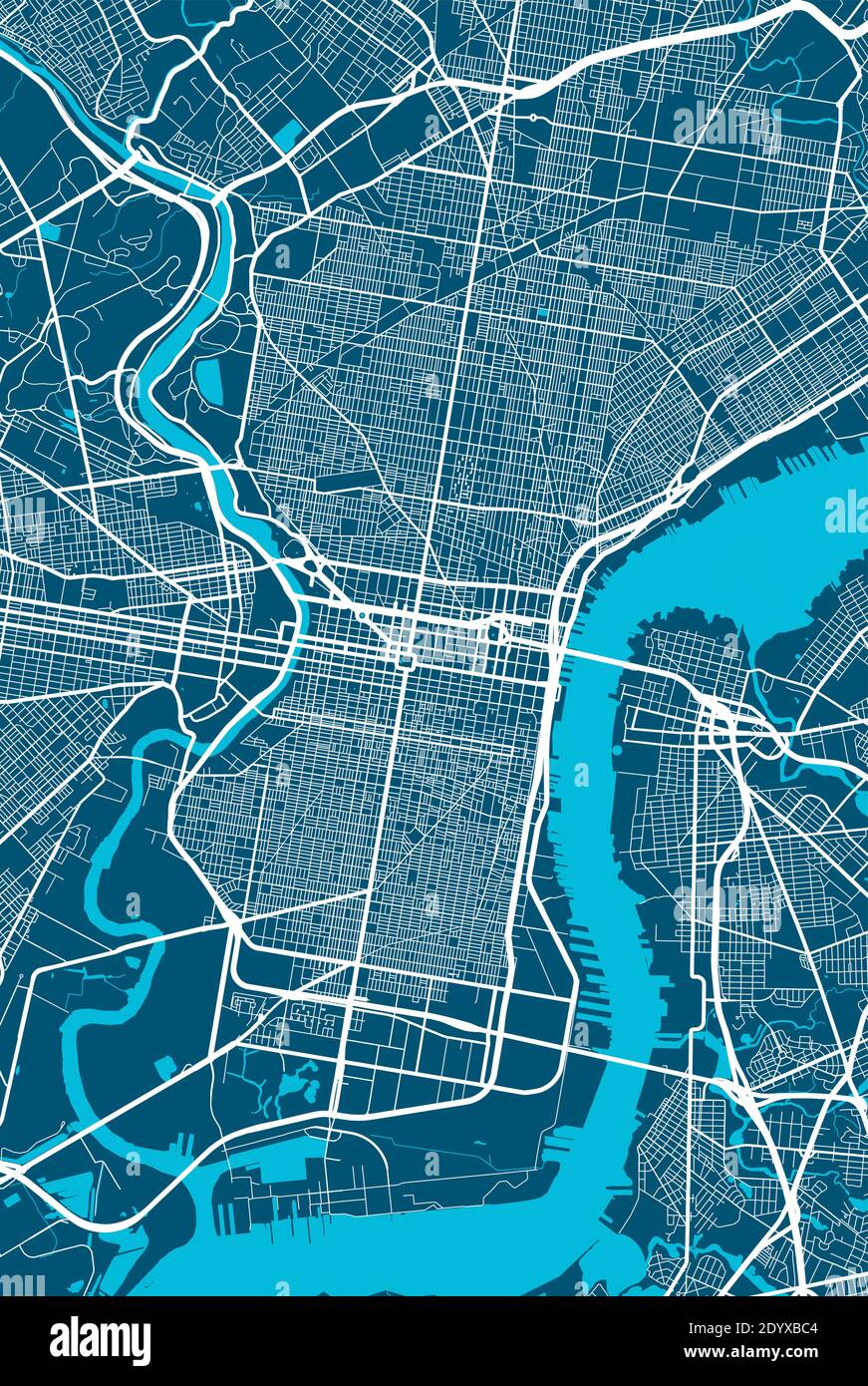 Poster della mappa della città di Philadelphia. Mappa della mappa di Filadelfia. Illustrazione vettoriale della mappa di Philadelphia. Illustrazione Vettoriale