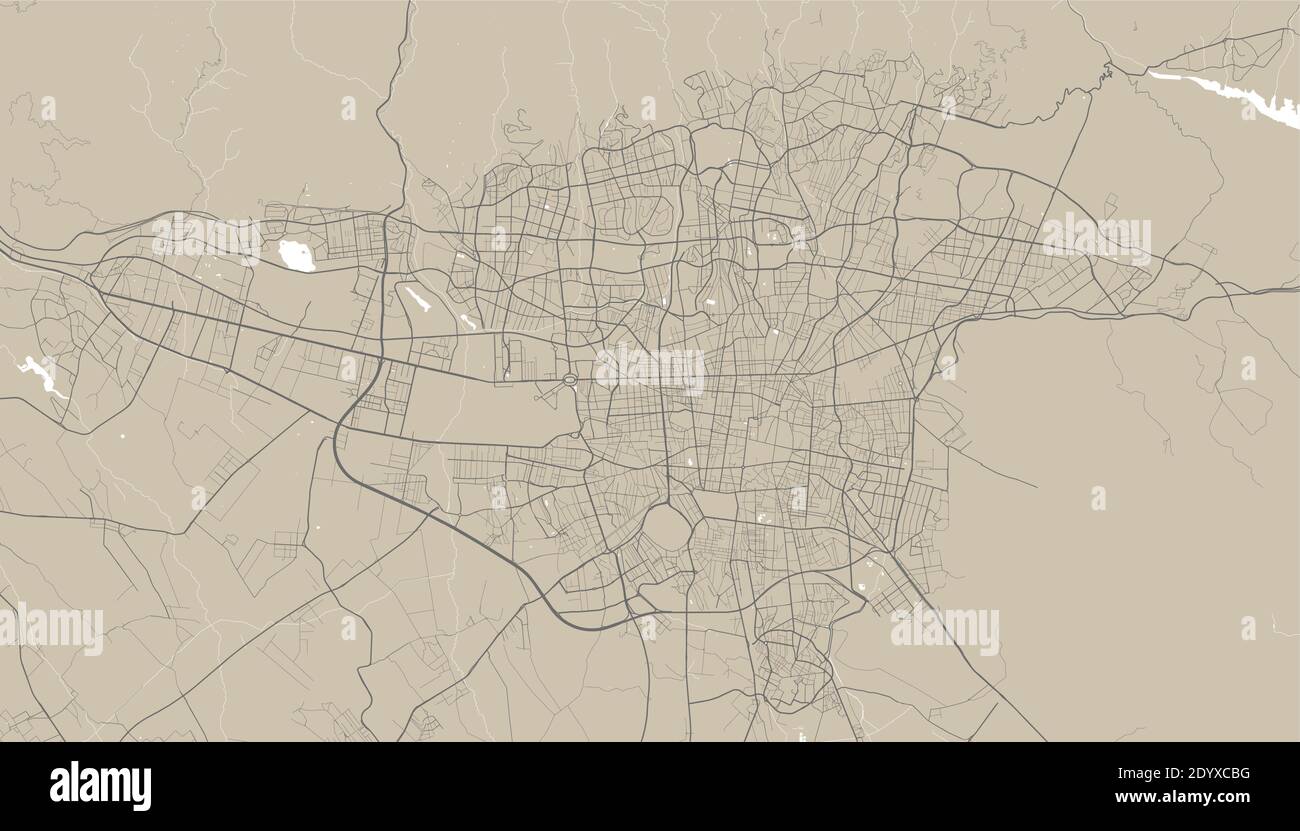 Poster della mappa della città di Teheran. Mappa di Teheran cartellone mappa stradale. Illustrazione vettoriale della mappa di Teheran. Illustrazione Vettoriale