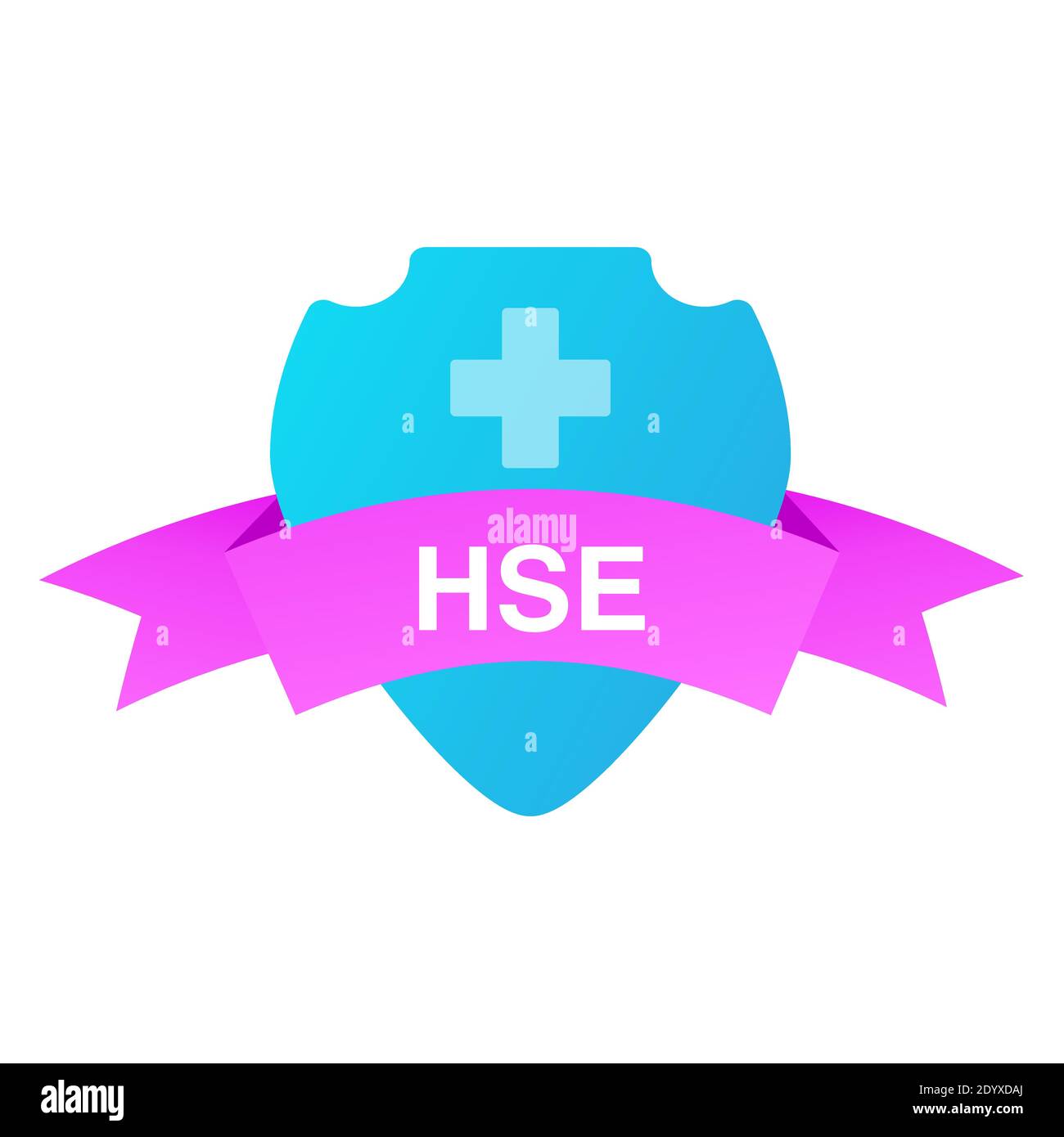 HSE - protezione ambientale per la salute Shield.concetto di protezione medica. Illustrazione Vettoriale