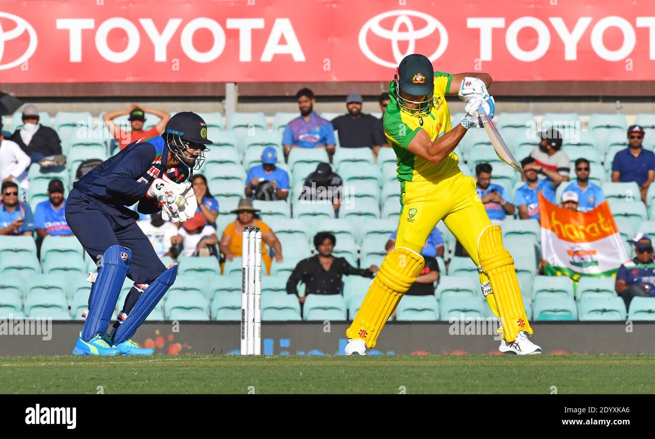 L'Australia ha vinto la prima delle 2020 partite ODI di Dettol contro l'India a Sydney, Australia con: Marcus Stoinis dove: Sydney, Australia quando: 27 Nov 2020 credito: WENN.com Foto Stock