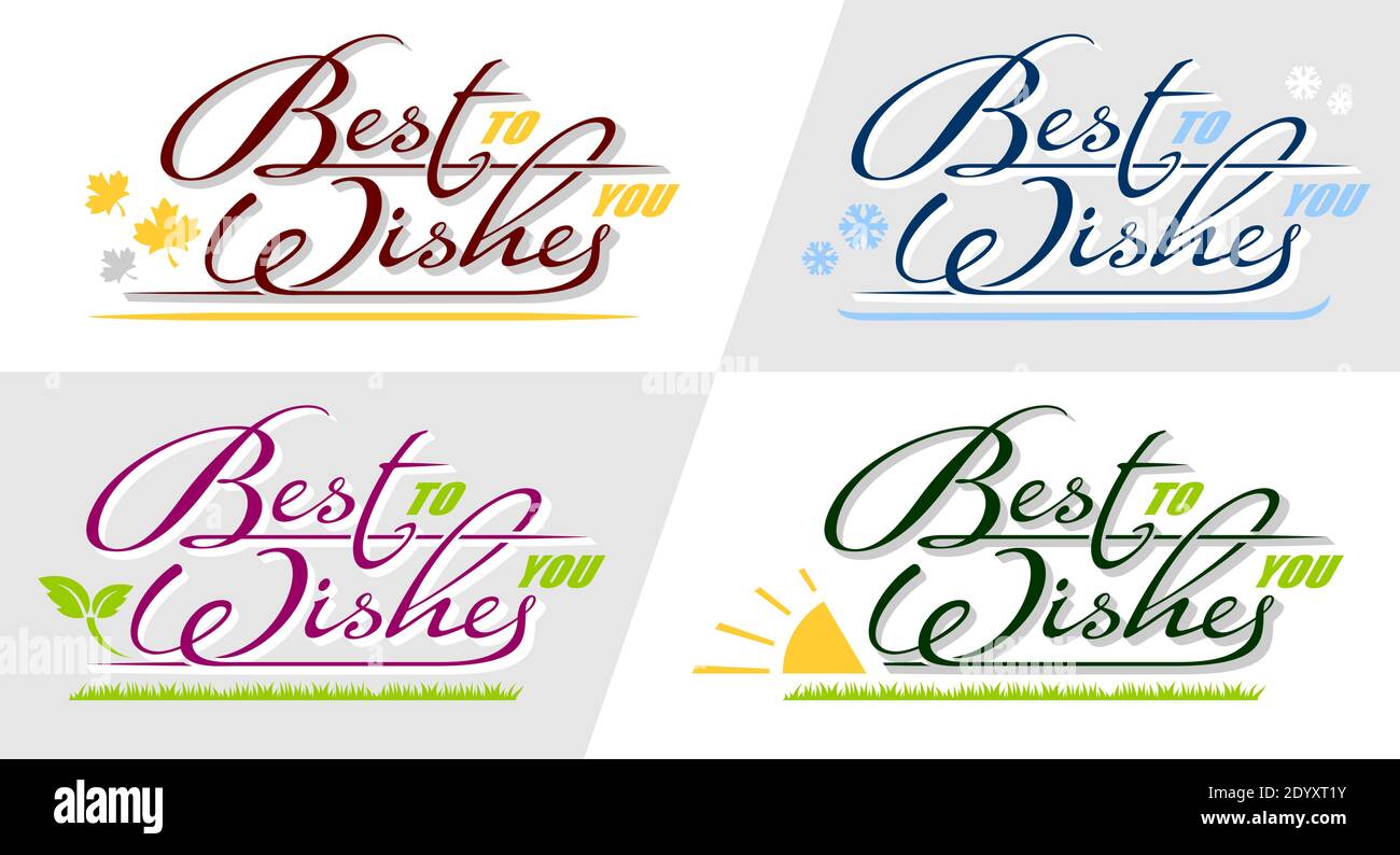 Scritta disegnata a mano citazione auguri in stile biglietto d'auguri di stagione. Insieme di testo calligrafico isolato vettore per diverse congratulazioni di vacanza Illustrazione Vettoriale