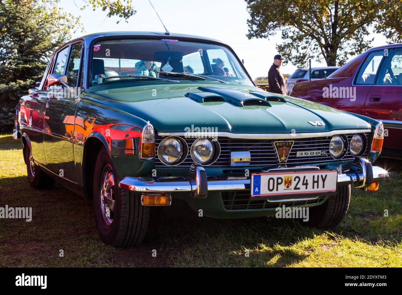 Rover 3500s V8, serie P6, prodotto 1968-1977, esposto al salone automobilistico di Sopron, Ungheria Foto Stock