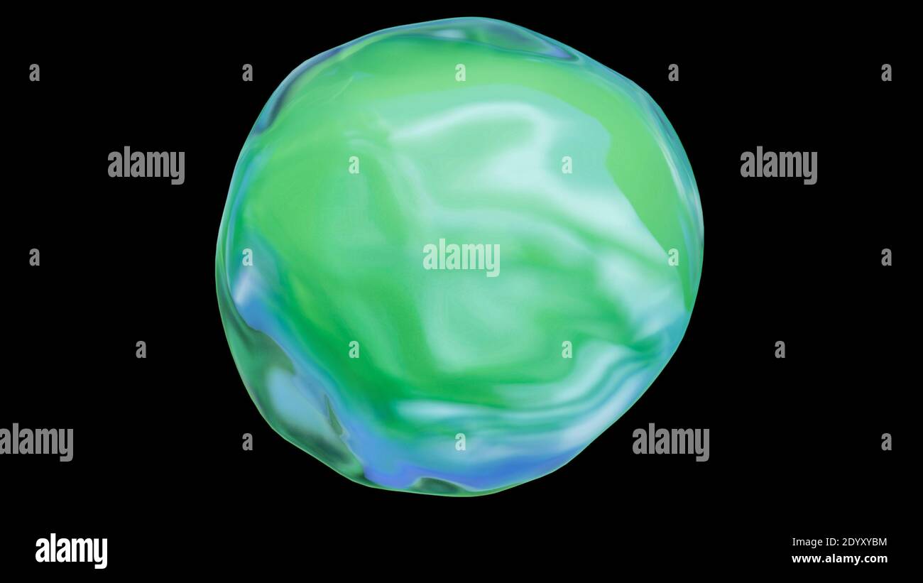 Un verde luminoso e blu natura o icona ambientale orb cerchio su uno sfondo nero, isolato con un riflesso. Usalo per una purezza o un futuro conce Foto Stock