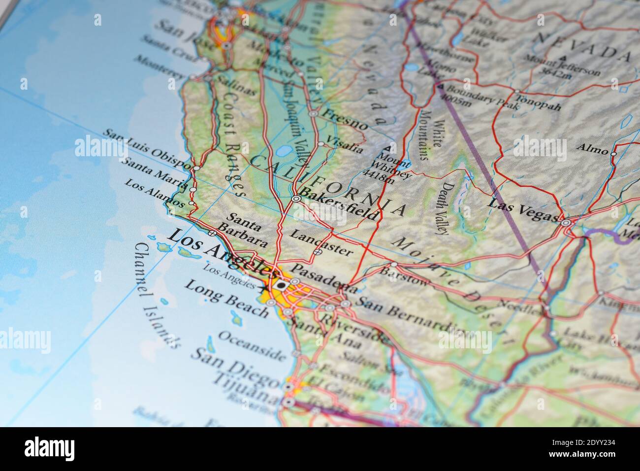 Mappa di California Foto Stock