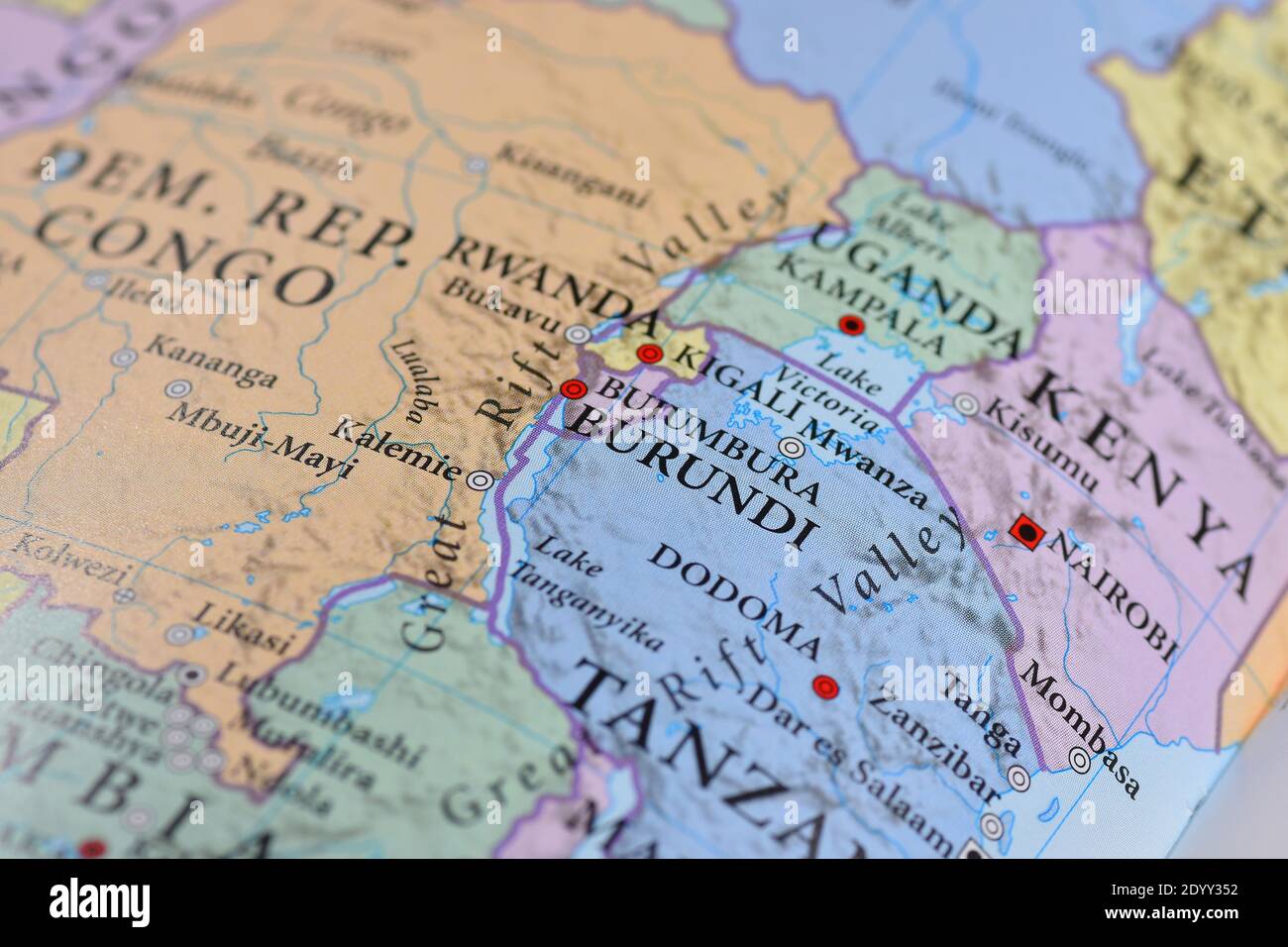 Mappa di Burundi Foto Stock