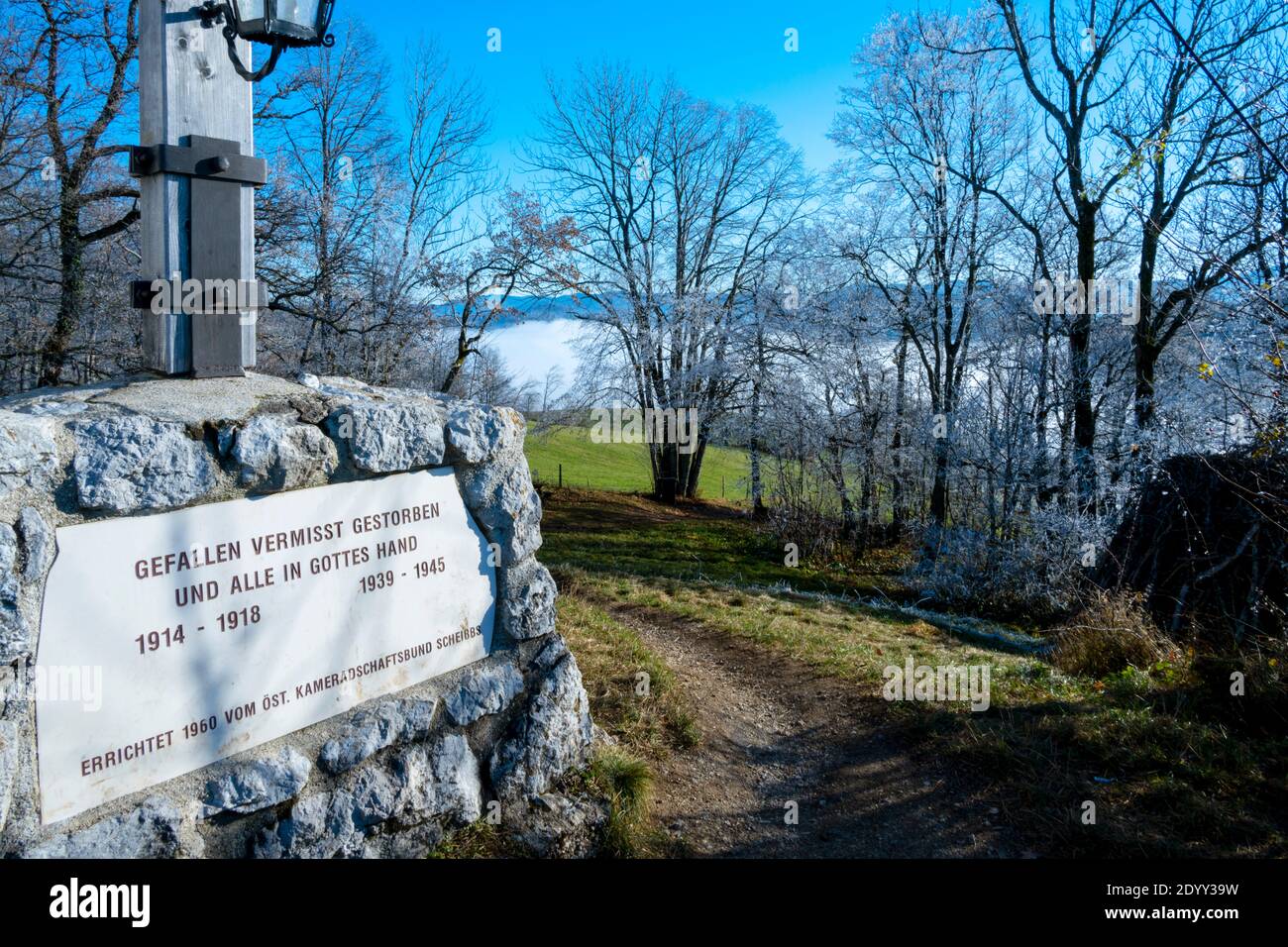 Österreich, Niederösterreich, Scheibbs, Am Blassenstein, Erinnerungstafel an die Kriegsopfer Foto Stock