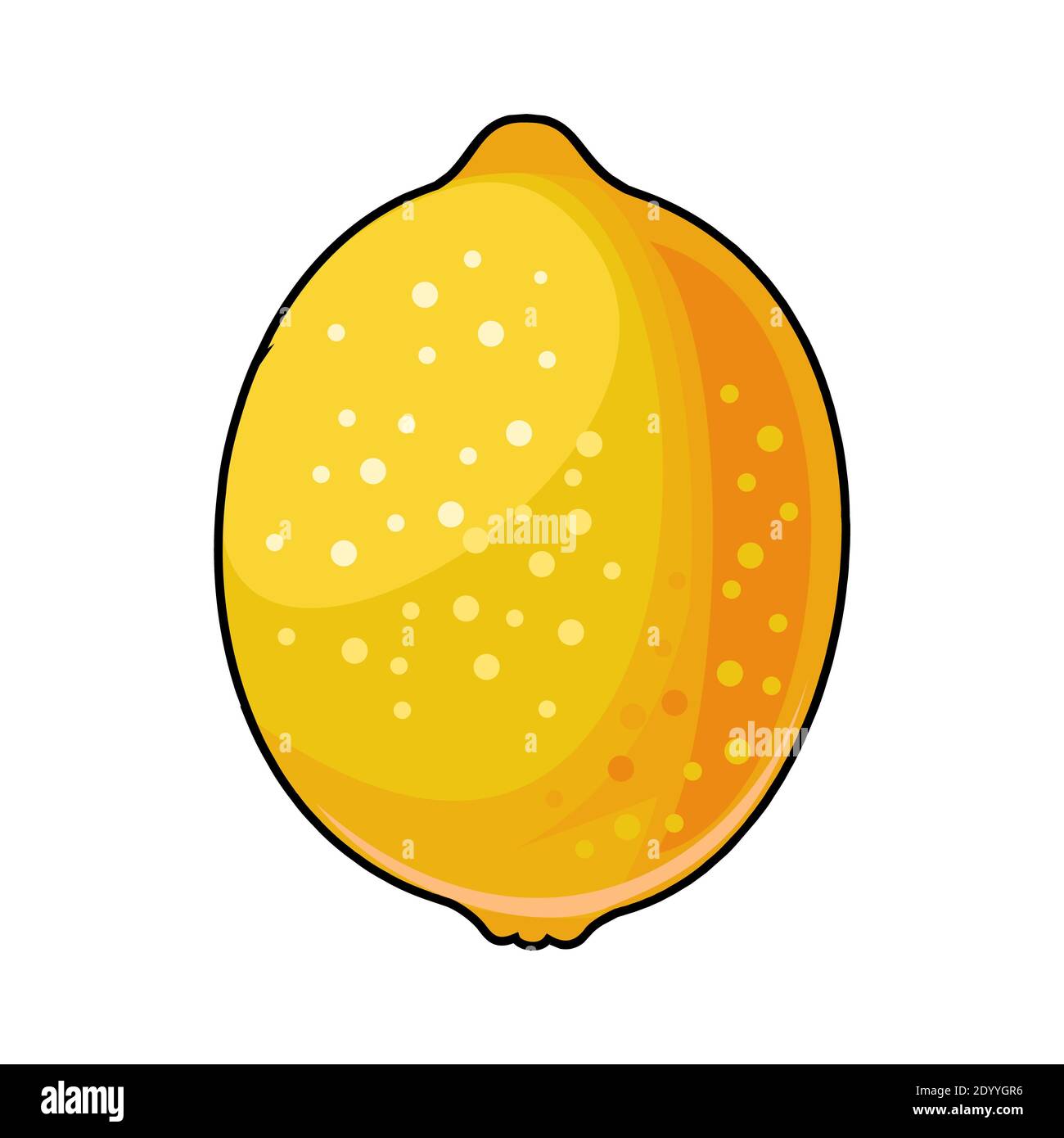 Frutta al limone. Oggetto isolato su sfondo bianco. Maturo. Stile piatto cartoon. Illustrazione. Foto Stock