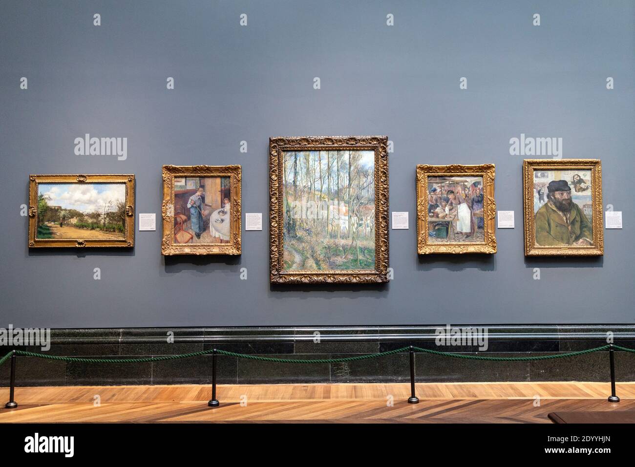 Mostra di dipinti di Camille Pissarro alla National Gallery, Londra, Regno Unito Foto Stock