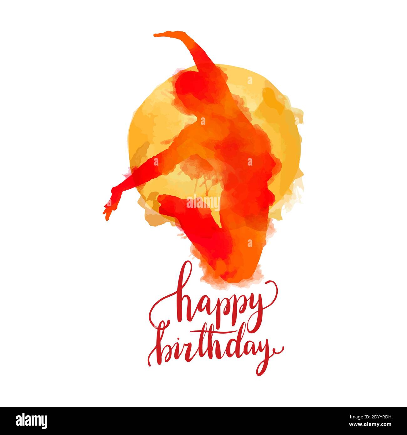 Felice carta di compleanno con lettere colorate e divertenti, e la  silhouette di un uomo felice Immagine e Vettoriale - Alamy