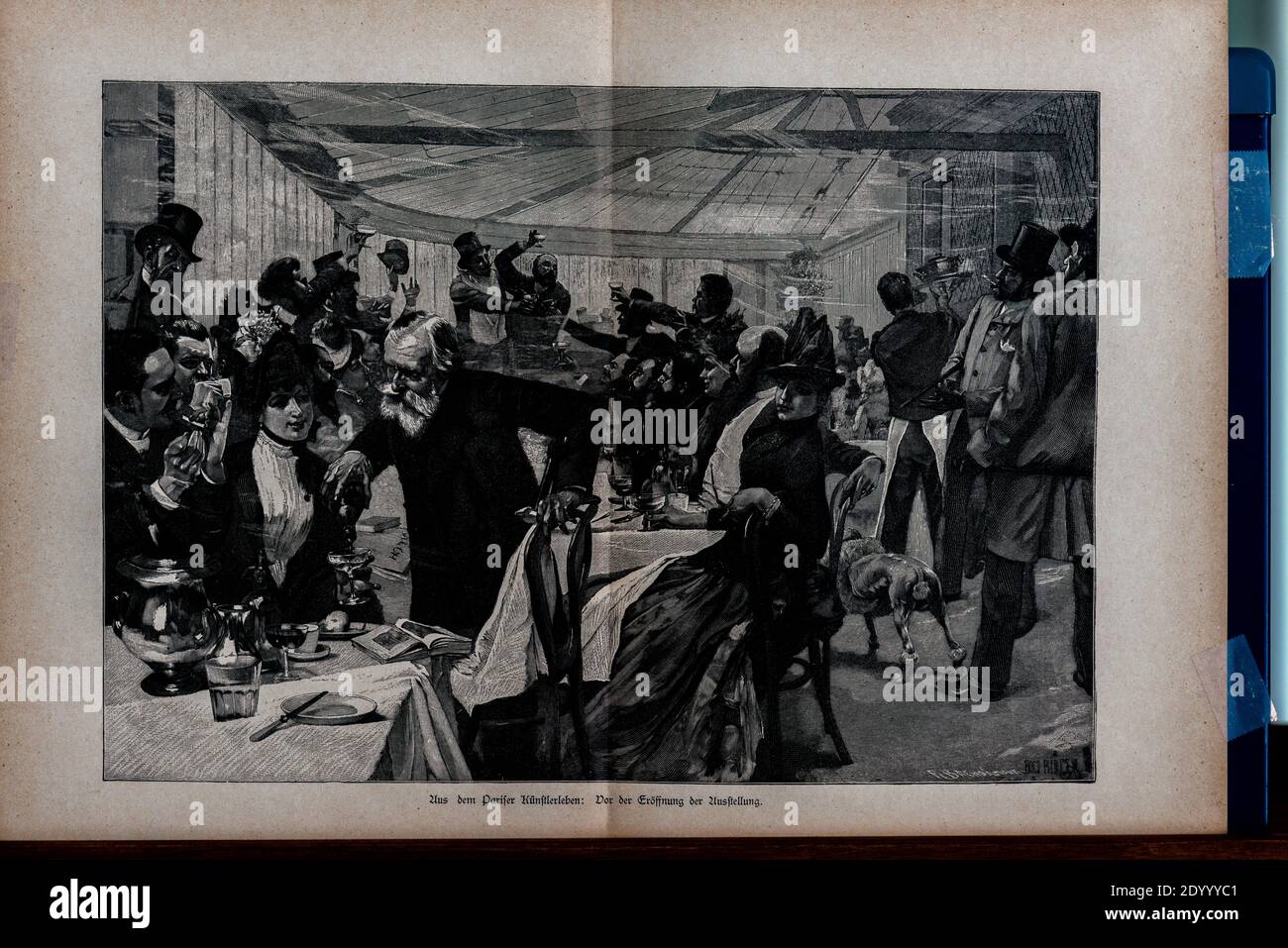 Titolo 'Aus dem Pariser Künstlerleben' una scena della vita bohémien parigina...', Ilustrazione da 'Die Haupstädte der Welt', Breslau circa 1897 Foto Stock