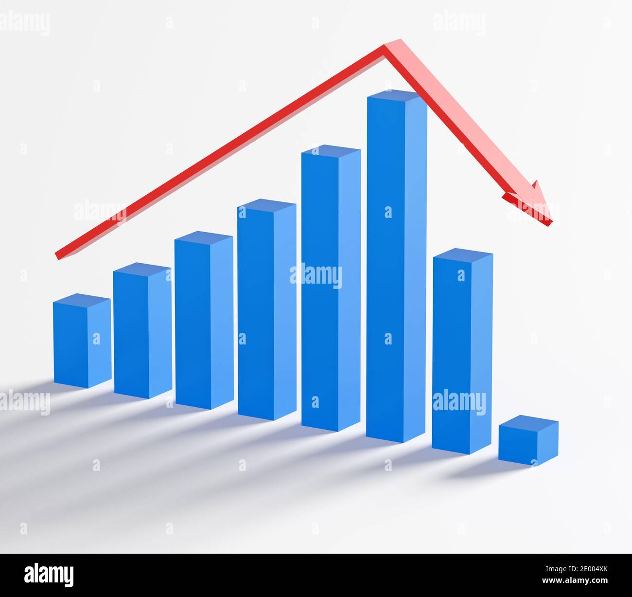 Business e il concetto di fallimento. Grafico in bancarotta con recessione. rendering 3d Foto Stock